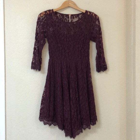 Free People Leaf Print Lace Dress - Picture 4 of 8